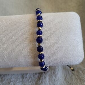 Royal Blue and Gold Beaded Bracelet